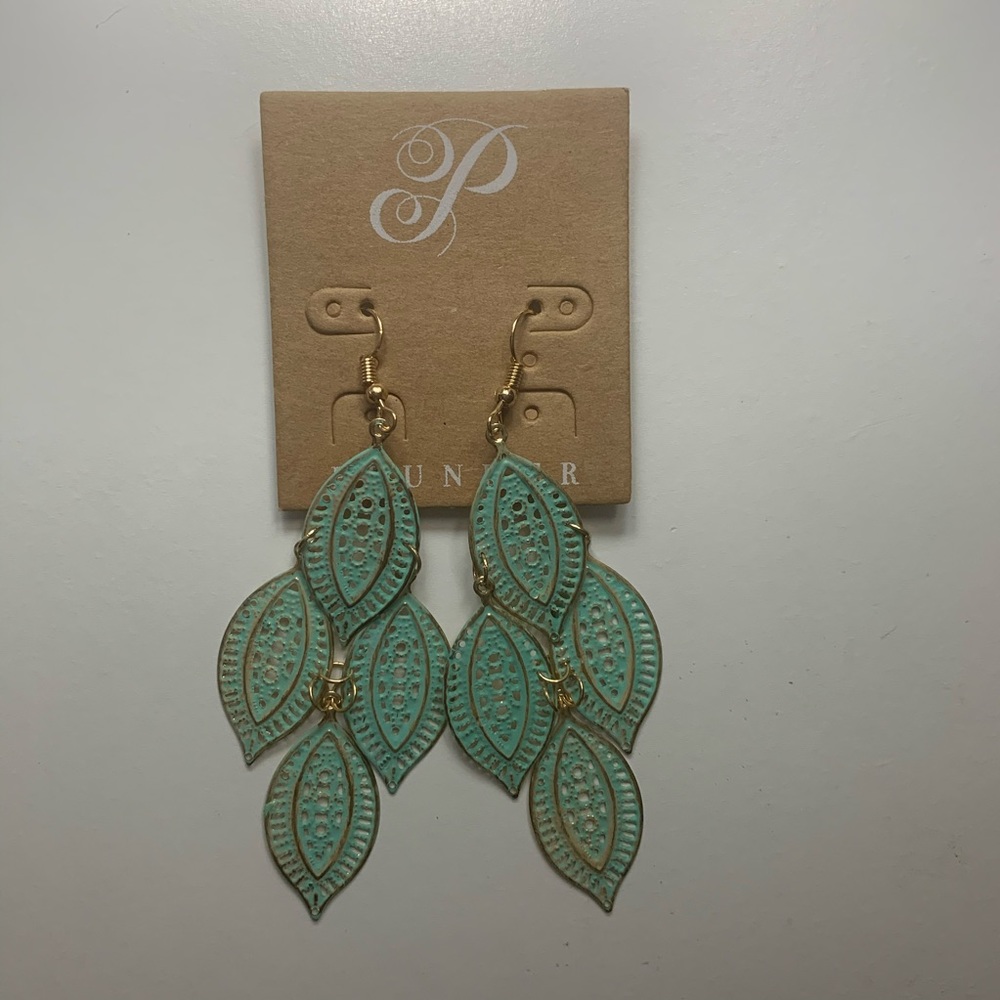 Plunder blue and gold dangle earrings